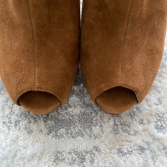 GUESS Ankle Open Toe Booties Suede Heels Boots Sz 6.5 - Picture 4 of 6